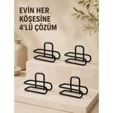 Just Cheap Store Delmeden Monte Tuvalet Kağıdı Askısı Siyah Metal Yapışkanlı Banyo Kağıtlığı 4’lü Set - Ahşap - Bej - 10*10
