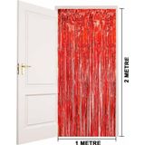 Just Cheap Store Kırmızı Renk Ekstra Metalize Parlak Saçaklı Arka Fon Perde İthal A Kalite 1X2 Metre