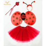 Just Cheap Store Kırmızı Uğur Böceği Ateş Böceği Kostüm Seti - (Tütü, Kanat, Taç, Asa)