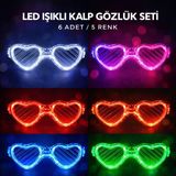 Just Cheap Store LED Işıklı Kalp Pilli Parti Gözlüğü – 6 Adet / 5 Renk Set