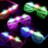 Just Cheap Store Led Işıklı Pilli Panjur Şekilli Rengarenk Yanıp Sönen Lüks Parti Gözlüğü Karışık 12 Adet