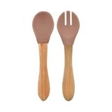 Just Cheap Store Mama Kaşığı ve Çatal Seti Woody Brown