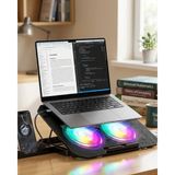 Just Cheap Store Notebook Soğutucu Stand Rgb Aydınlatmalı Iki Fanlı Laptop Altlığı - Ahşap - Ceviz - 10*10