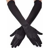 Just Cheap Store Siyah Renk Likralı Dirseğe Kadar Uzun Kumaş Eldiven 40 Cm