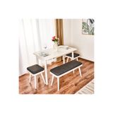Just Home Bono Ortadan Açılır Masa Takımı - Krem / Antrasit - 110 cm