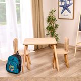 Just Home Montessori 2 Sandalye 1 Masalı Çocuk Çalışma Masası Takımı - Ebru - 50X45X60 cm - Montajsız