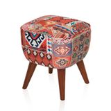 Just Home Renkli Retro Kare Dijital Patchwork Puf