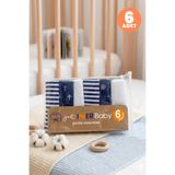 Just Inner Erkek Bebek 6'lı Pamuklu Ağız Mendili Denizci ve Çizgili Desenli Kutulu Set Nefes Alan Doku (584203)