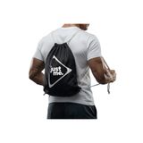 Just Nutrition Just İpli Bez Spor Çantası Siyah Büzgülü Sırt Çantası Beyaz Askılı Baskılı Spor Çantası
