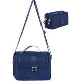Just Polo 3’lü Set Krinkıl Kumaş Çanta + Termal Beslenme Çantası + Kalemlik, Maymun Anahtarlık Hediyeli - Lacivert