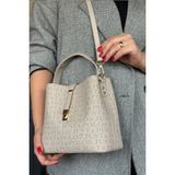 Just Polo Baskı Desenli Özel Seri Kadın Omuz Çantası 92055-GQ Taş - Bizon