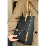Just Polo Büyük Boy 31 cm * 30 cm 4 Bölmeli Günlük Kullanıma Uygun Tote Bag Kadın Omuz Çantası 4067 - Açık Mavi - Orta Gri