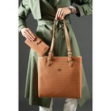 Just Polo Büyük Boy 4 Bölmeli Günlük Kullanıma Uygun Tote Bag Kadın Omuz Çantası ve Cüzdanı Kombin - Taba