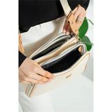 Just Polo Günlük Kombinlere Uygun Kadın 3D Baskılı Ayarlanabilir Askılı Şık Omuz Çantası Ebat: 16 x 26 cm - Krem - Taba
