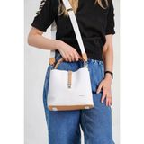 Just Polo Günlük Kombinlere Uygun Kadın Beyaz Camel Orta Boy 3 Bölmeli Omuz Çantası ve Cüzdanı Kombin MH4002MH - Beyaz - Camel