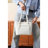 Just Polo Günlük Kombinlere Uygun Kadın Büyük Boy Lüks El Çantası Ebat : 24 x 27 cm Shopper - Beyaz