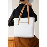 Just Polo Günlük Kombinlere Uygun Kadın Taş Büyük Boy El Çantası 31 x 32 cm - Tek Ebat - Beyaz - Camel