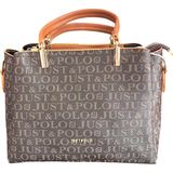 Just Polo Jp2120 Kadın Monogram Baskılı El Ve Omuz Çantası Ozt2120 - Kahve - Taba
