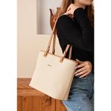 Just Polo Jp6049 Büyük Boy Kadın Kol Ve Omuz Çantası 3 Bölmeli Ozt6049 - Krem - Camel