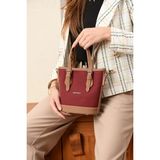 Just Polo JP6053 Kadın Kolon Askılı Küçük Boy El ve Omuz Çantası OZT6053 - Bordo - Vizon