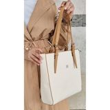 Just Polo Justpolo Kadın Krem Büyük Boy 4 Bölmeli Deri Omuz Çantası Tote Bag Şık Görünüm ile Günlük Kullanım
