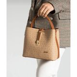 Just Polo Justpolo Kadın Siyah Monogram Baskılı Çanta Cüzdan Kombini TYCTE2055 - Vizon Taba