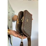 Just Polo Kadın 5 Bölmeli Ayarlanabilir Uzun Askılı Omuz Çantası 6 Bölmeli 28 X18 cm 4023-JP Taba Kombin - Beyaz - Siyah - Yeşil
