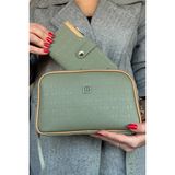 Just Polo Kadın 5 Bölmeli Ayarlanabilir Uzun Askılı Omuz Çantası 6 Bölmeli 28 X18 cm 4023-JP Yeşil Kombin - Beyaz - Siyah - Ten