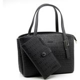 Just Polo Kadın 5 Bölmeli El Omuz Çantası ve Cüzdan Kombini 4030-1001 - 7177P - Siyah