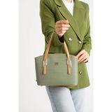 Just Polo Kadın 5 Bölmeli El ve Omuz Çantası 234030PC - Tek Ebat - Yeşil - Camel