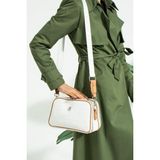 Just Polo Kadın 5 Bölmeli Uzun Ayarlanabilir Çapraz Monogram Omuz Çantası - Beyaz