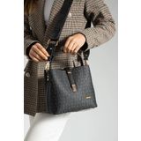 Just Polo Kadın 5 Bölmeli Uzun Ayarlanabilir Çapraz Monogram Omuz Çantası - Siyah