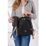 Just Polo Kadın Ayarlanabilir Askılı Çok Bölmeli Sırt Çantası ve Cüzdan Kombini MDS4040-1006