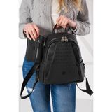 Just Polo Kadın Ayarlanabilir Askılı Çok Bölmeli Sırt Çantası ve Cüzdan Kombini PBU4040-1006 - Siyah