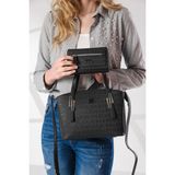 Just Polo Kadın Ayarlanabilir Askılı Omuz Çantası ve Cüzdan Kombini MDS4030-1006 - Siyah