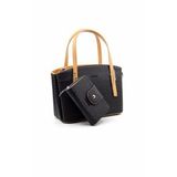 Just Polo Kadın Ayarlanabilir Askılı Omuz Çantası ve Cüzdan Kombini PBU4030-1005 - Siyah - Taba