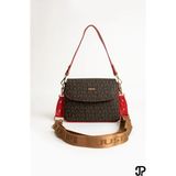 Just Polo Kadın Baskılı Ayarlanabilir Askılı El & Omuz Çantası Ebat : 26 x 13 cm Shopper - Tek Ebat - Kahverengi - Kırmızı