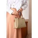Just Polo Kadın Baskılı Ayarlanabilir Askılı Shopper El & Omuz Çantası Shoulder Bag - Tek Ebat - Vizon Taba