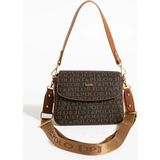 Just Polo Kadın Baskılı Ayarlanabilir Askılı Shopper Lüks El & Omuz Çantası Shoulder Bag - Tek Ebat - Kahverengi - Taba