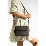Just Polo Kadın Baskılı Ayarlanabilir Askılı Şık El & Omuz Çantası Ebat : 26 x 13 cm Shopper - Kahverengi