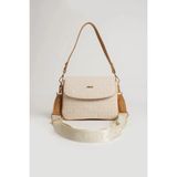 Just Polo Kadın Baskılı Ayarlanabilir Askılı Şık El & Omuz Çantası Ebat : 26 x 13 cm Shopper - Tek Ebat - Krem - Camel