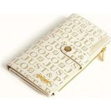 Just Polo Kadın Baskılı Fermuar ve Çıtçıt Detaylı Şık Cüzdan - Tek Ebat - Krem
