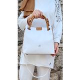 Just Polo Kadın Beyaz El Yapımı Büyük Boy 5 Bölmeli Örgülü Salaş Model Omuz Çantası 2180 TCYET04031