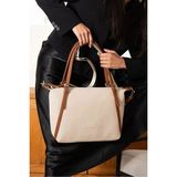 Just Polo Kadın Büyük Boy Ayarlanabilir Askılı Lüks Shopper El & Omuz Çantası Shoulder Bag - Tek Ebat - Krem