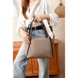 Just Polo Kadın Büyük Boy Ayarlanabilir Askılı Lüks Shopper El & Omuz Çantası Shoulder Bag - Tek Ebat - Kum - Kahve