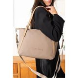 Just Polo Kadın Büyük Boy Ayarlanabilir Askılı Lüks Shopper El & Omuz Çantası Shoulder Bag - Tek Ebat - Vizon