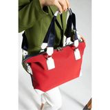 Just Polo Kadın Büyük Valiz Boy Ayarlanabilir Askılı Lüks El ve Omuz Çantası Shopper Ebat: 33 x 40 cm - Kırmızı - Lacivert