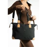 Just Polo Kadın Büyük Valiz Boy Ayarlanabilir Askılı Lüks El ve Omuz Çantası Shopper Ebat: 33 x 40 cm - Tek Ebat - Siyah Taba