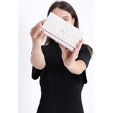 Just Polo Kadın Desenli Mıknatıslı Cüzdan JP002 - Krem Rengi