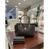 Just Polo Kadın El & Omuz Çantası Gold Detaylı Özel Tasarım Çanta + Uyumlu Cüzdan Seti 22X28 cm - Tek Ebat - Kahverengi